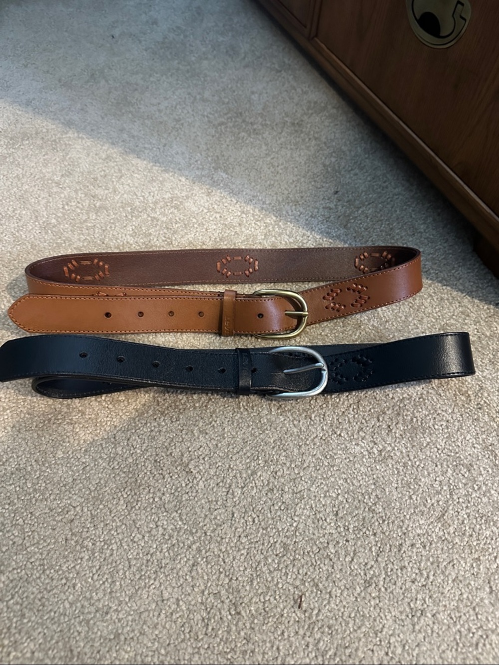 Levi's Brown and Black Leather Belts with Stitched Accents
